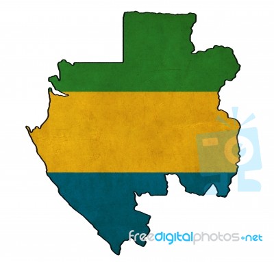 Gabon Map On Gabon Flag Drawing ,grunge And Retro Flag Series Stock Image