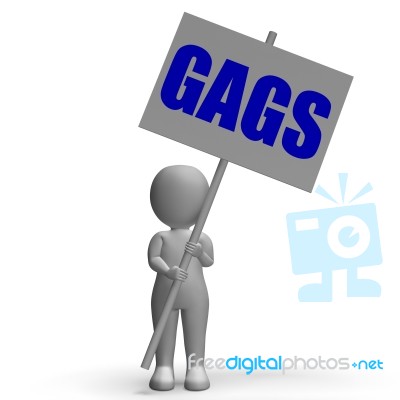 Gags Protest Banner Means Laughs And Humorous Protest Stock Image