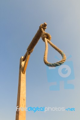 Gallows On The Sky Background Stock Photo