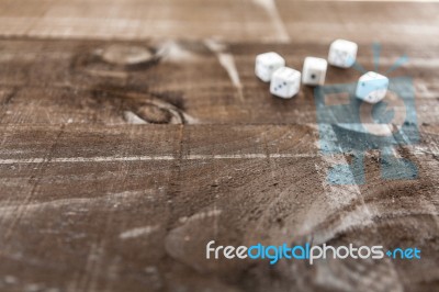 Gambling Dice On Wooden Background Stock Photo