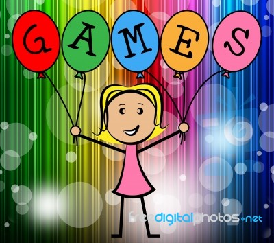 Games Balloons Represents Young Woman And Bunch Stock Image