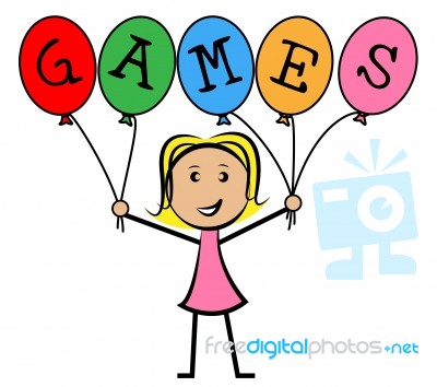 Games Balloons Represents Young Woman And Kids Stock Image
