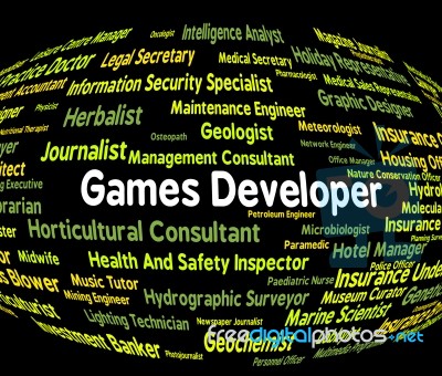 Games Developer Indicating Play Time And Employment Stock Image