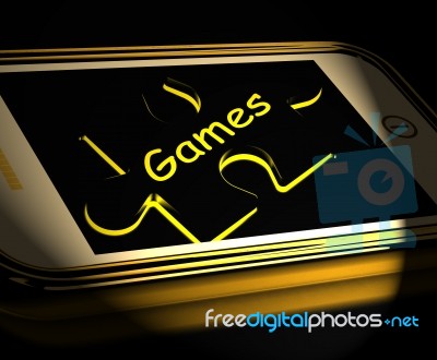 Games Smartphone Displays Internet Gaming And Entertainment Stock Image