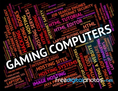 Gaming Computers Indicating Play Time And Computing Stock Image