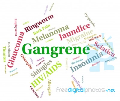 Gangrene Illness Represents Infection Necrosis And Gangrenous Stock Image