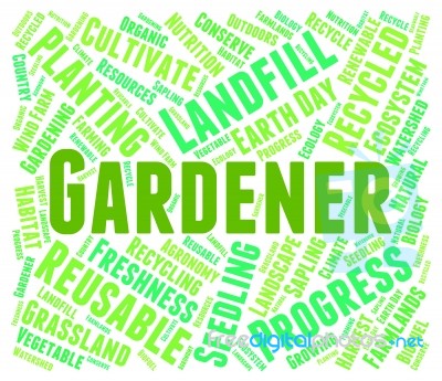 Gardener Word Means Gardens Planting And Outside Stock Image