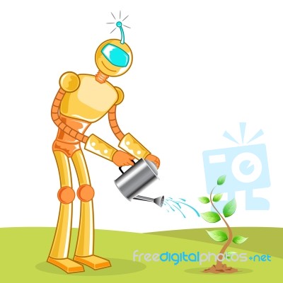 Gardening Robot Stock Image