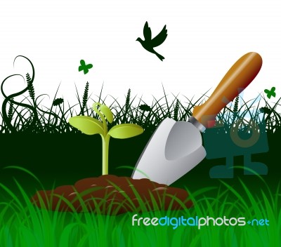 Gardening Trowel Indicates Cultivate Tool And Spade Stock Image