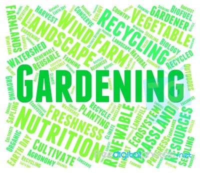 Gardening Word Means Lawn Outdoor And Yard Stock Image