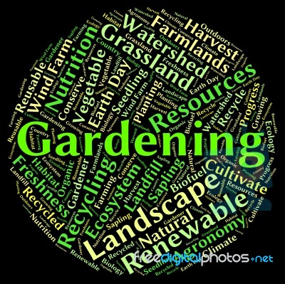 Gardening Word Represents Outdoors Outside And Planting Stock Image