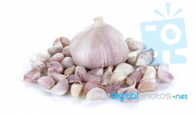 Garlic Isolated On The White Background Stock Photo