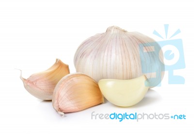 Garlic Isolated On The White Background Stock Photo