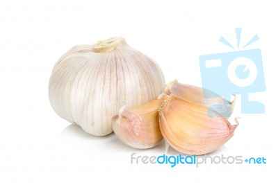 Garlic Isolated On The White Background Stock Photo