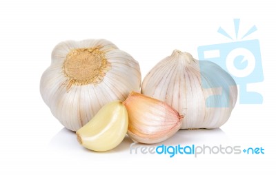 Garlic Isolated On The White Background Stock Photo