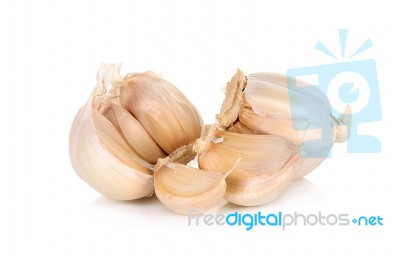 Garlic Isolated On The White Background Stock Photo