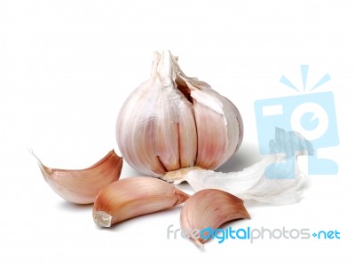 Garlic Isolated On White Background Stock Photo