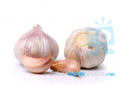 Garlic Isolated On White Background Stock Photo