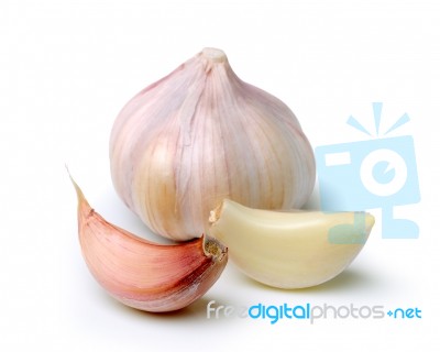 Garlic Isolated On White Background Stock Photo