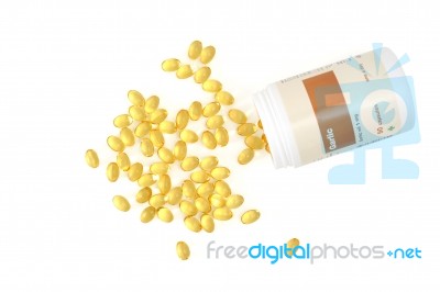 Garlic Oil Capsules Stock Photo