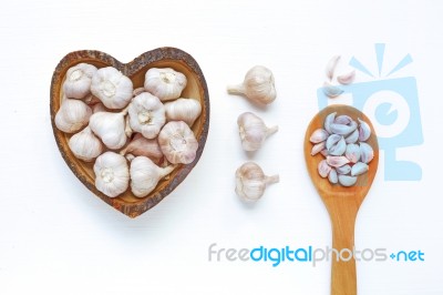 Garlic On White Background Stock Photo