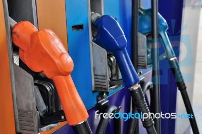 Gasoline Pump Nozzles Stock Photo