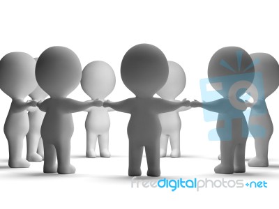 Gathering Of 3d Characters Showing Community Or Together Stock Image