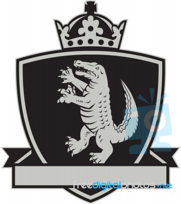 Gator Standing Side Coat Of Arms Crest Retro Stock Image