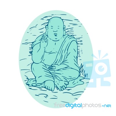 Gautama Buddha Lotus Pose Drawing Stock Image