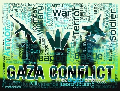 Gaza Conflict Means Palestinian Battles And Fighting Stock Image