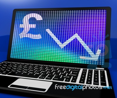 Gbp With Arrow Down Showing Depression And Downturn Stock Image