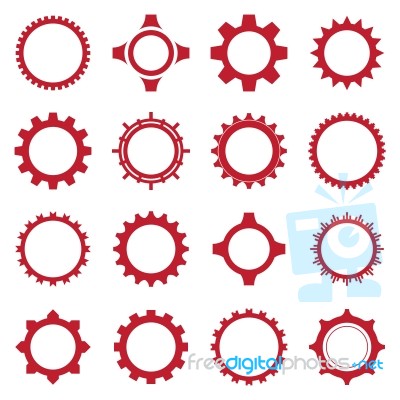 Gear Icon Set Red Design  Illustration Stock Image