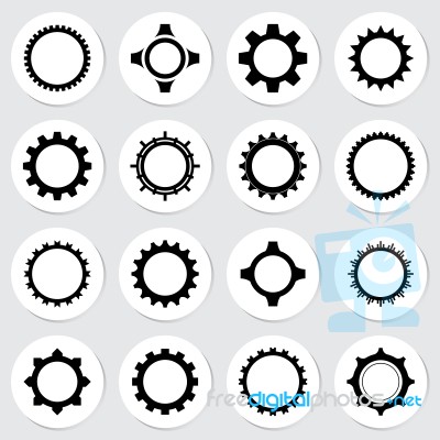 Gear Sticker Icon Set  Illustration Stock Image