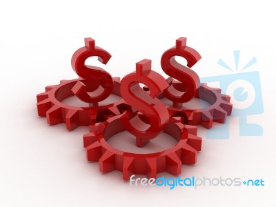 Gears With Dollar Stock Image