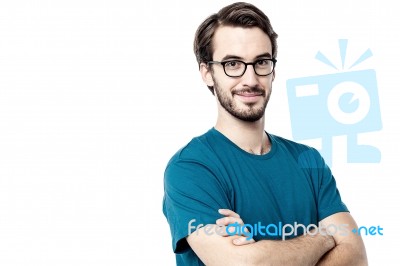 Geeky Guy With A Cunning Smile Stock Photo