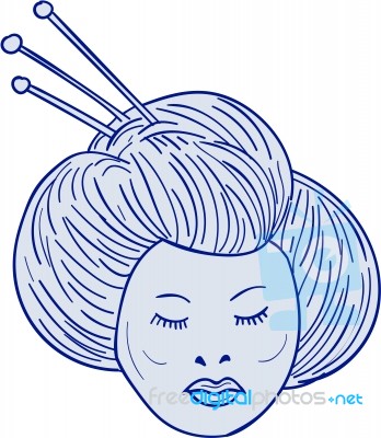 Geisha Girl Head Drawing Stock Image