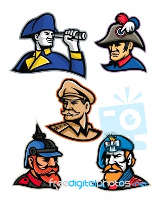 Generals, Admirals And Emperor Mascot Collection Stock Image