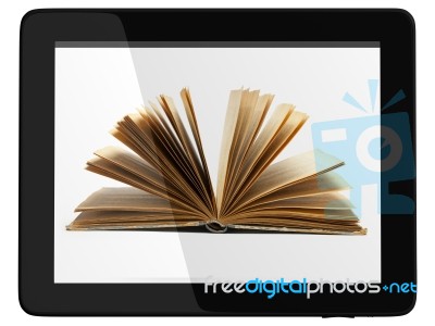 Generic Tablet Computer And Book Stock Image