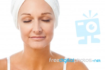 Gentle Spa Woman With Closed Eyes Stock Photo