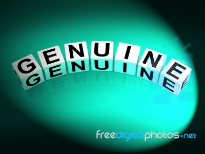 Genuine Dice Mean Authentic Legitimate And Real Stock Image