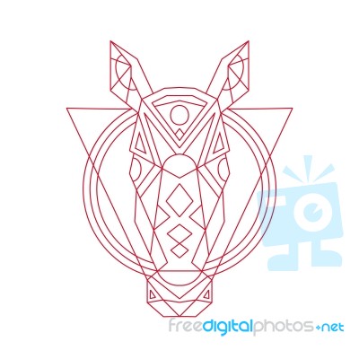 Geometric Horse Head Line Drawing Stock Image