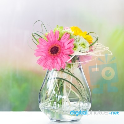 Gerbera In Jar Stock Photo