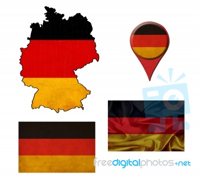 German Flag, Map And Map Pointers Stock Image