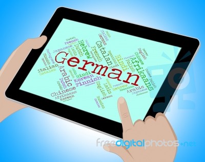 German Language Means Wordcloud Translate And Vocabulary Stock Image