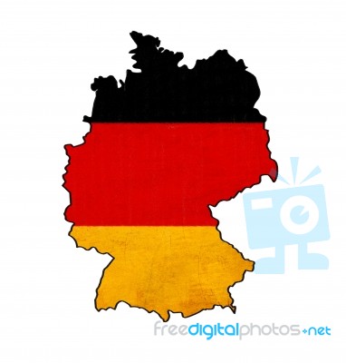 German Map On German Flag Drawing ,grunge And Retro Flag Series Stock Image