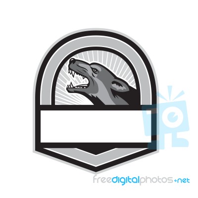 German Shepherd Head Angry Crest Retro Stock Image