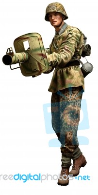 German Soldier With Panzerschreck Stock Image