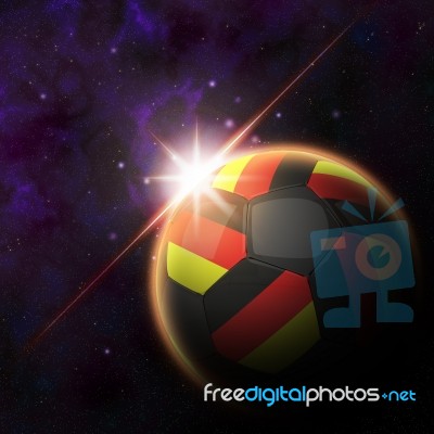 Germany Flag On 3d Football With Rising Sun Stock Image