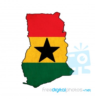 Ghana Map On Ghana Flag Drawing ,grunge And Retro Flag Series Stock Image