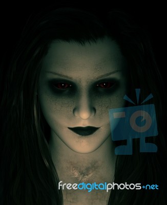 Ghost Woman In Haunted House,3d Illustration Stock Image